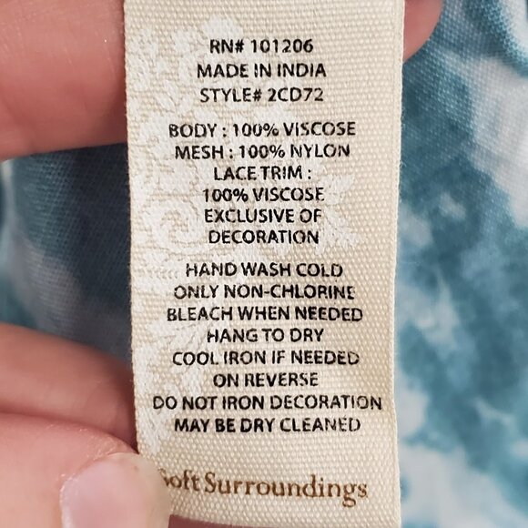 Soft Surroundings Womens Artsy Short Sleeve Maxi Dress Size M Blue Boho Gypsy - Picture 6 of 10